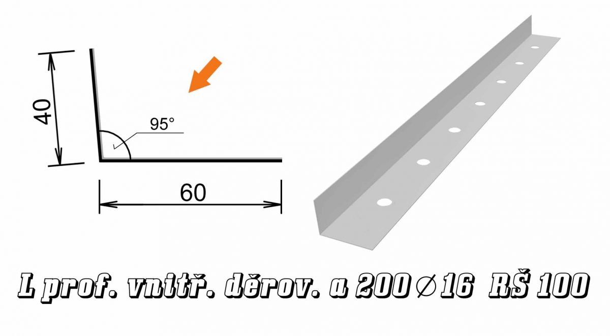 L vnitřní, děrování á200 prům.16mm var. B (01B / 1,2 kg)